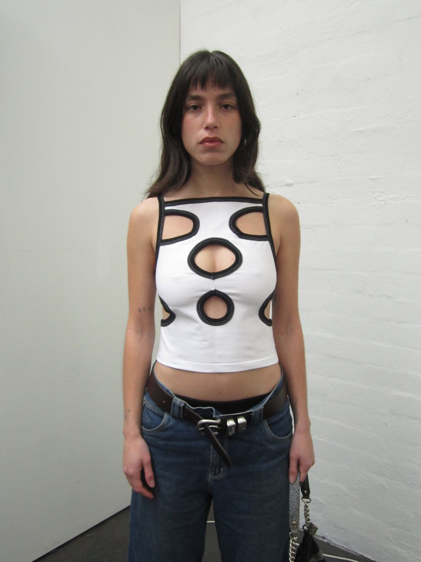 Glory Hole Singlet White/Black